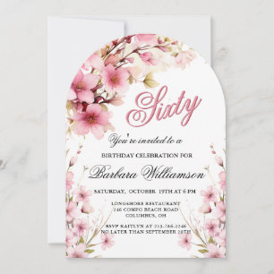 Pink Floral Arch Elegance 60th Birthday Party Invitation