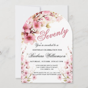 Pink Floral Arch Elegance 70th Birthday Party Invitation