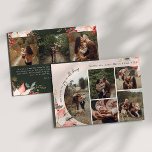Pink Floral Arch Joy In All Things Eight Photo Holiday Card