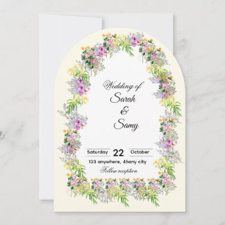 Pink Floral Arch Wedding Invitation 