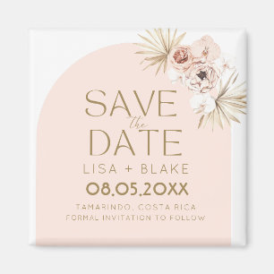 Pink Floral Arch Wedding Save the Date Magnet