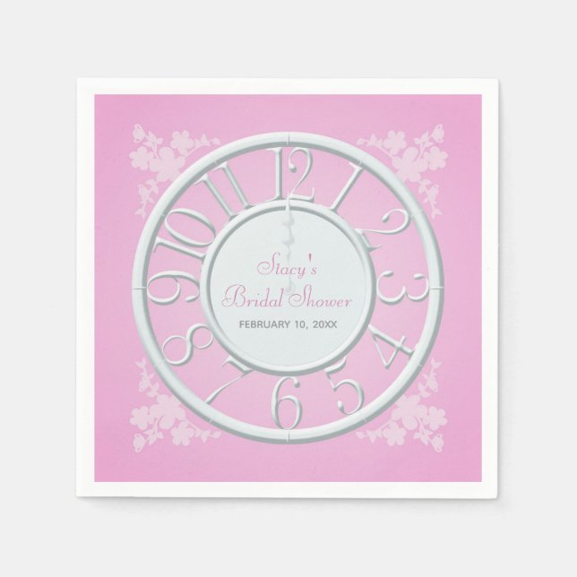 Pink Floral Around the Clock Shower Napkin (Front)