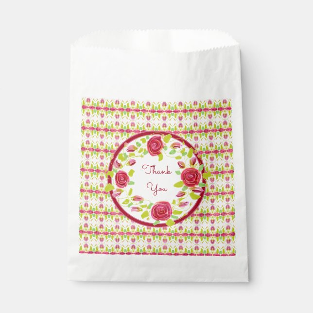 Pink Floral Art Favour Bag (Front)