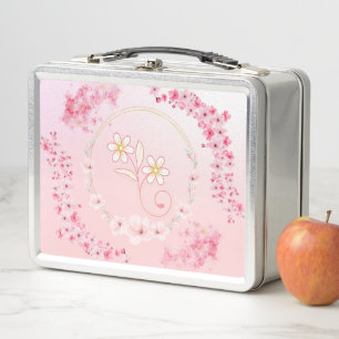 Pink Floral Art, Fresh Spring Bloom Design Metal Lunch Box