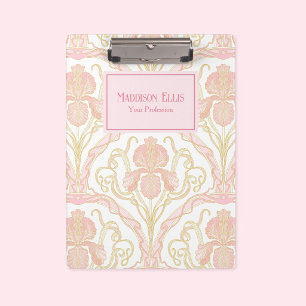 Pink Floral Art Nouveau Feminine Business Clipboard