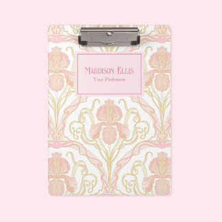 Pink Floral Art Nouveau Feminine Business Clipboard