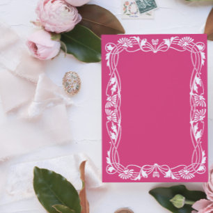 Pink Floral Art Nouveau Frame Invitation Template 