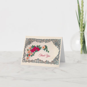 Pink Floral Art Nouveau Thank You Card