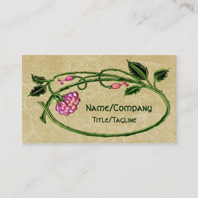 Pink Floral Art Noveau Business Card (Front)