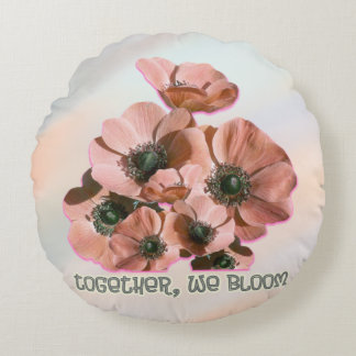 pink floral art round cushion