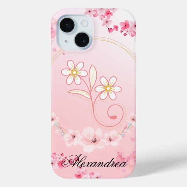 Pink Floral Art, Spring Blessing Case-Mate iPhone Case (Back)