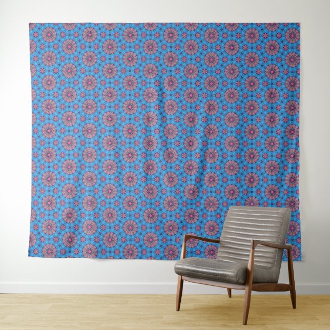 Pink Floral Art Tapestry (In Situ (Horizontal))
