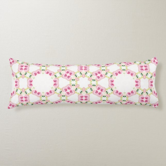Pink Floral Artistic Abstract Pattern Body Cushion (Front)
