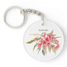 Pink Floral Australian Souvenir Acrylic Keychain
