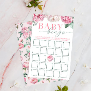 Pink Floral Baby Bingo Baby Shower Activity