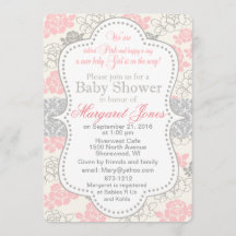 Pink Floral Baby Girl Shower Invitation customise
