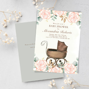 Pink Floral Baby Girl Vintage Shower Template 