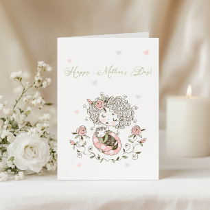 Pink Floral Baby Hearts Mother's Day Card