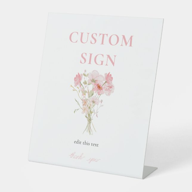 Pink Floral Baby in Bloom Baby Shower Custom Sign (Front)