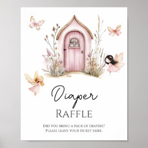 Pink Floral Baby in Bloom Fairies Diaper Raffle Poster