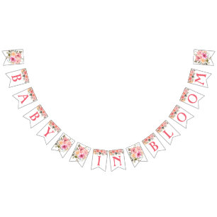 Pink Floral Baby In Bloom Girl Baby Shower Bunting