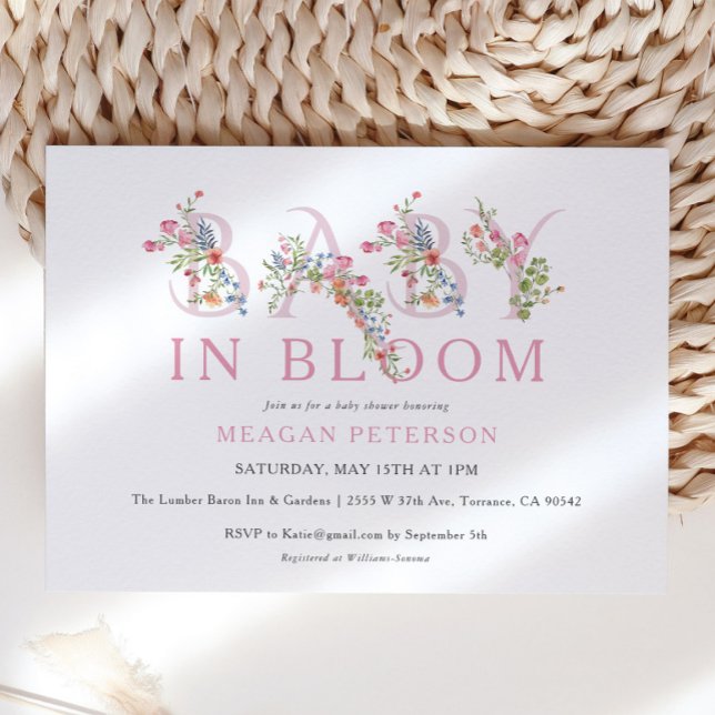 Pink Floral Baby In Bloom Girl Baby Shower Invitation (Creator Uploaded)