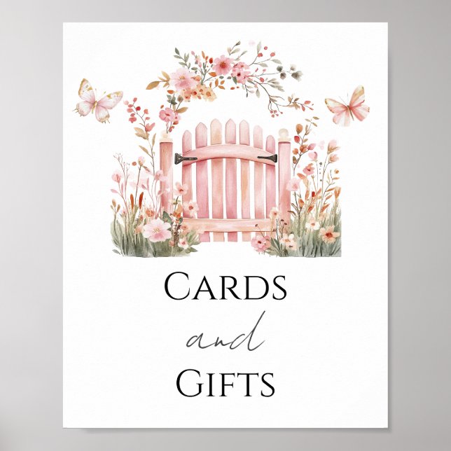Pink Floral Baby in Bloom Shower Cards and Gifts Poster (Front)