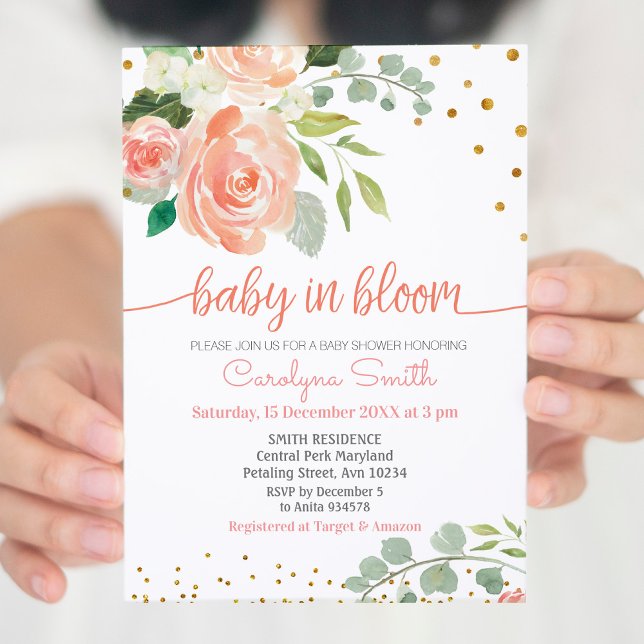 Pink Floral baby in Bloom Shower Invitation (Creator Uploaded)