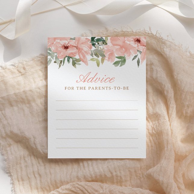 Pink Floral Baby Shower Advice Card (Creator Uploaded)