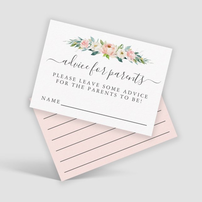 Pink Floral Baby Shower Advice for Parents Enclosure Card (Creator Uploaded)