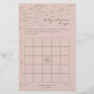 Pink Floral Baby Shower Bingo Game