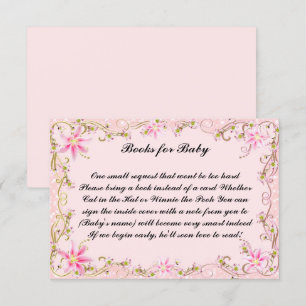 Pink Floral Baby Shower Books For Baby Card
