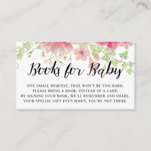 Pink Floral Baby Shower Books for Baby Enclosure Card