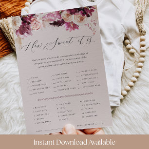 Pink Floral Baby Shower Candy Guessing Game Card