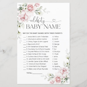 Pink Floral Baby Shower Celebrity Baby Name Game
