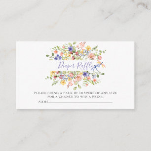Pink Floral Baby Shower Diaper Raffle Ticket Enclosure Card