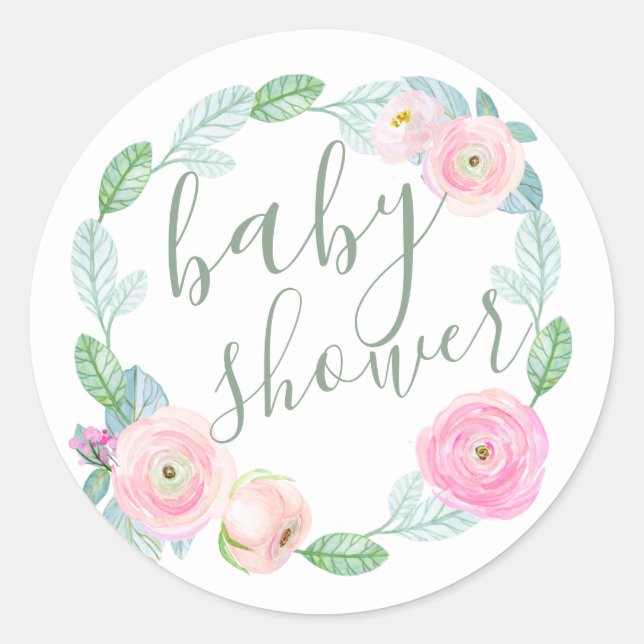 Pink Floral Baby Shower Envelope Seal (Front)