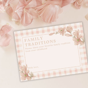Pink Floral Baby Shower Family Traditions Activity Enclosure Card