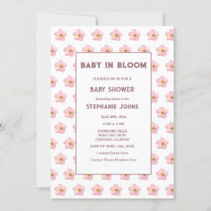 Pink Floral Baby Shower Girl Baby In Bloom Trendy Invitation