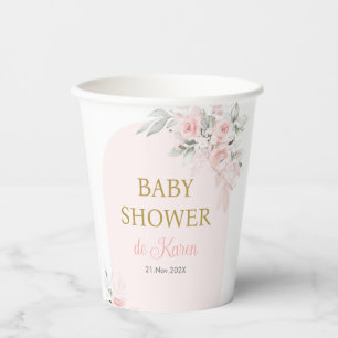 Pink Floral Baby Shower girl Paper Cups
