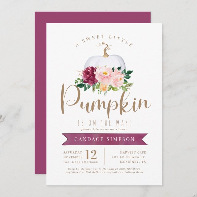 Pink Floral Baby Shower Invitation (Front/Back)