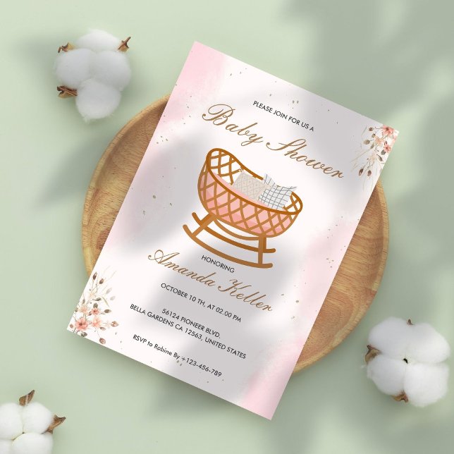 Pink Floral Baby Shower Invitation (Creator Uploaded)