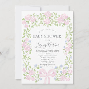 Pink Floral Baby Shower Invitation, Invitation