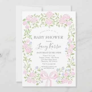 Pink Floral Baby Shower Invitation,  Invitation
