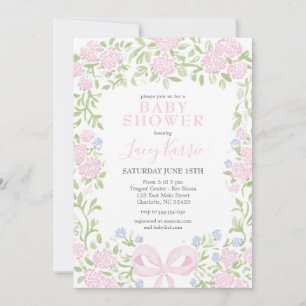 Pink Floral Baby Shower Invitation,  Invitation