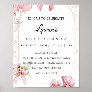 Pink Floral Baby Shower Invitation Poster