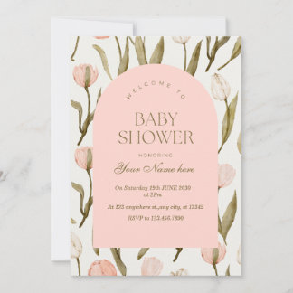 Pink Floral Baby Shower Invitations Girl