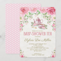 Pink Floral Baby Shower Kitchen Tea Party Invite