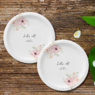 Pink Floral Baby Shower  Paper Plate