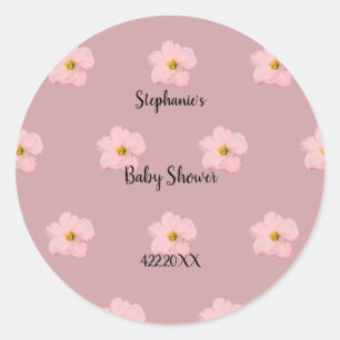Pink Floral Baby Shower Petunia Pattern Artsy 2024 Classic Round Sticker